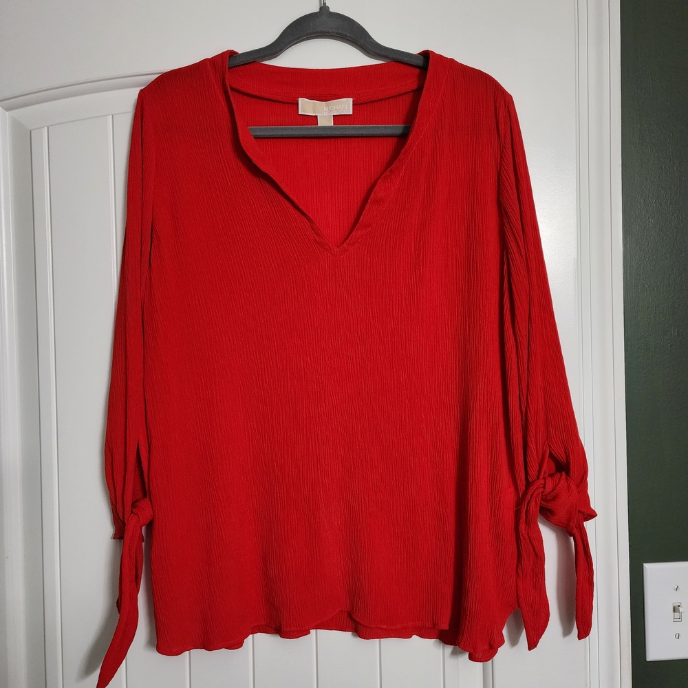 MICHAEL Michael Kors Vibrant Red Blouse LARGE